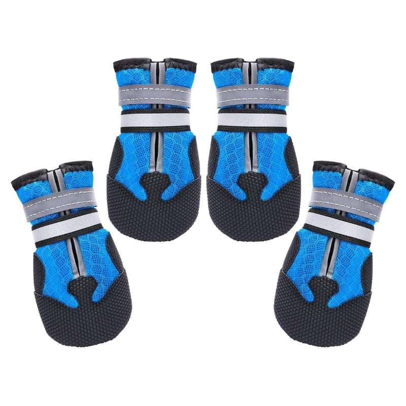 Dimicoo Breathable Mesh Non-Slip Dog Boots (4-Pack) - Blue