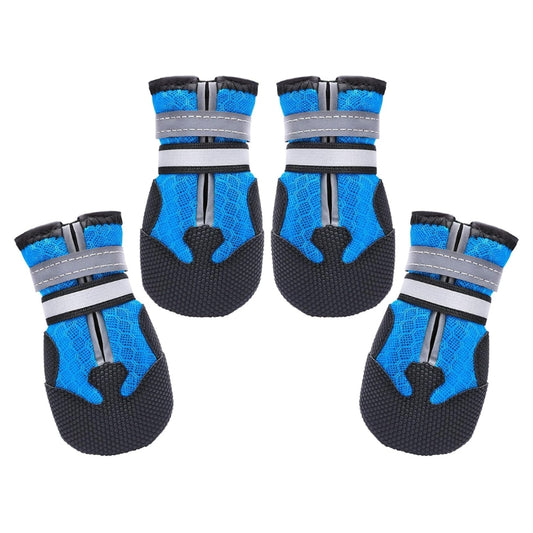 Dimicoo Breathable Mesh Non-Slip Dog Boots (4-Pack) - Blue