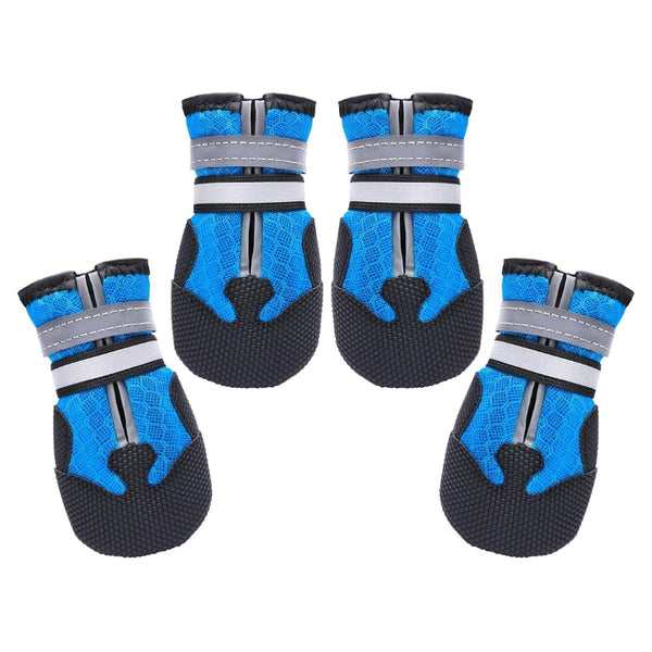 Dimicoo Breathable Mesh Non-Slip Dog Boots (4-Pack) - Blue