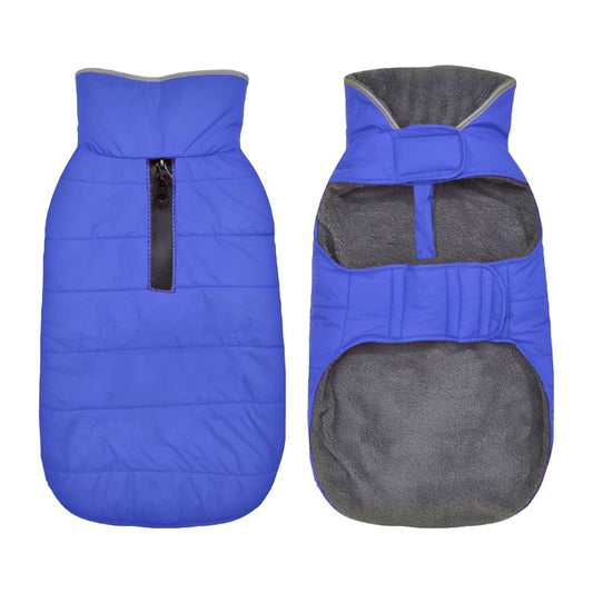 Fleece Lined Dog Winter Coat with Leash Hole