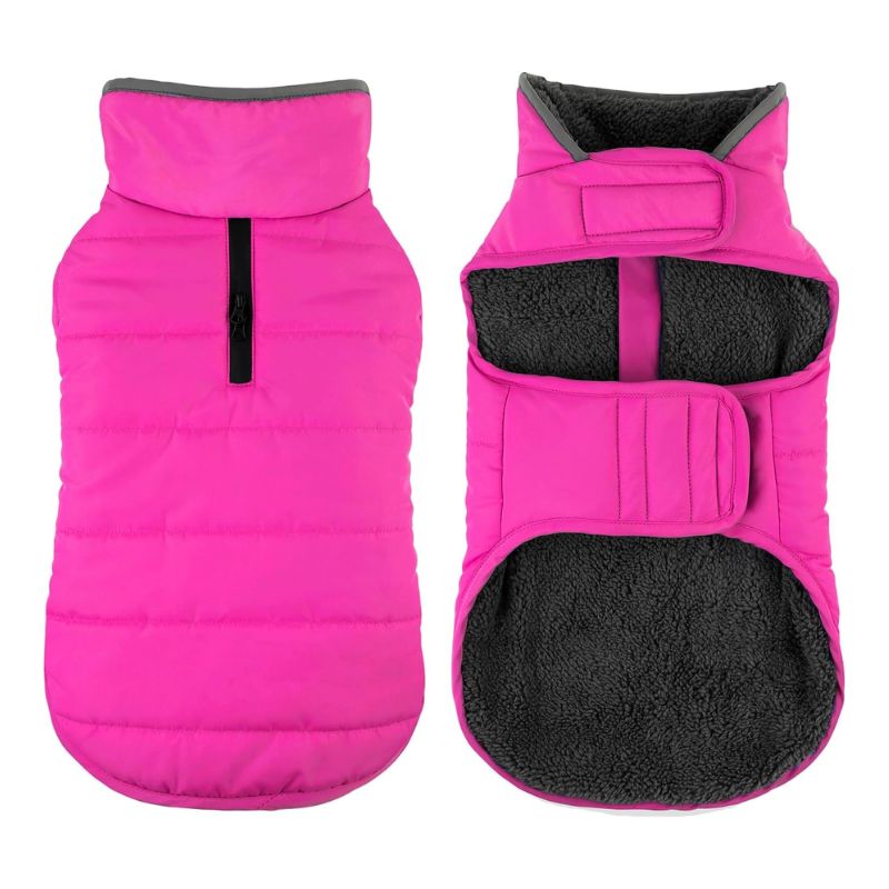 Fleece Lined Dog Winter Coat with Leash Hole