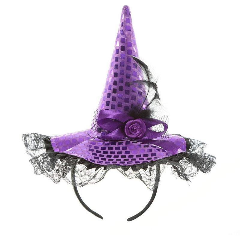 Lace Trim Witch Hat Costume Headband