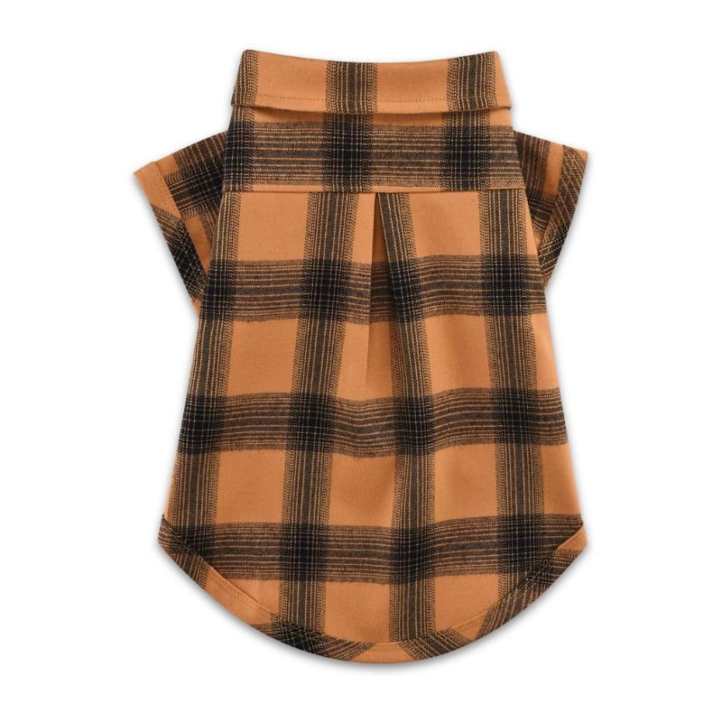 Plaid Collared Button-Up Pet Shirt-Yellow